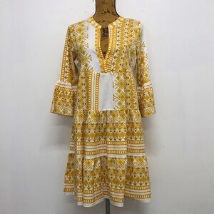 Boho Print Ruffle Tiered Dress Size Medium